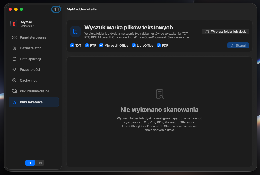 Wyszukiwarka dokumentów MyMacUninstaller
