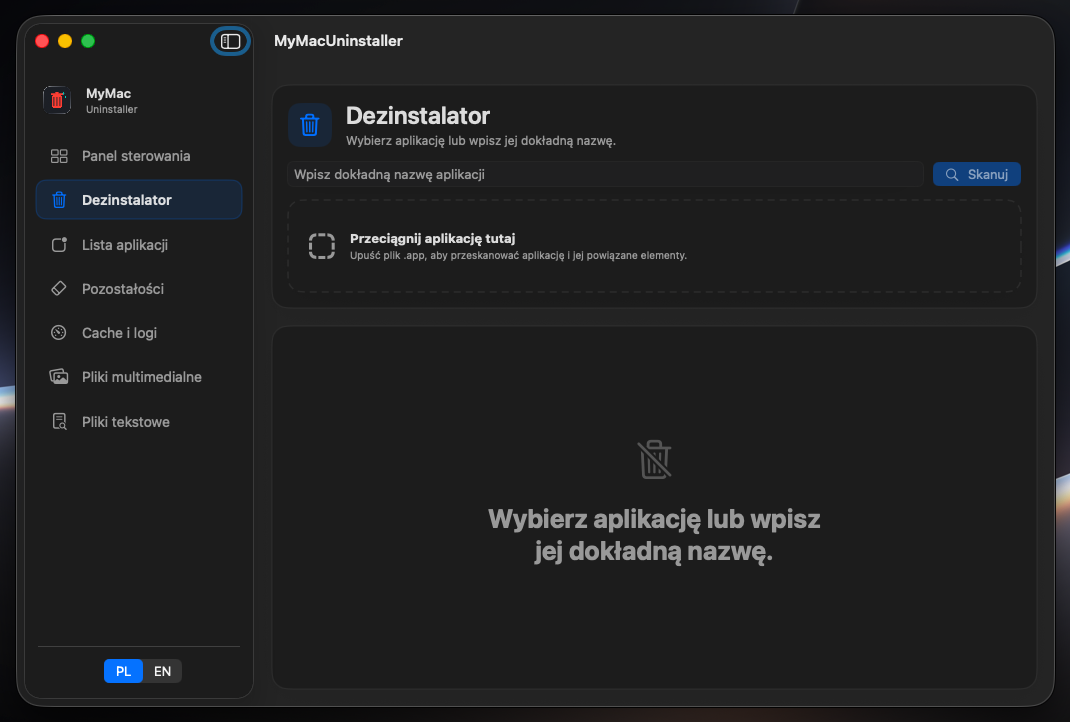 Dezinstalator aplikacji MyMacUninstaller
